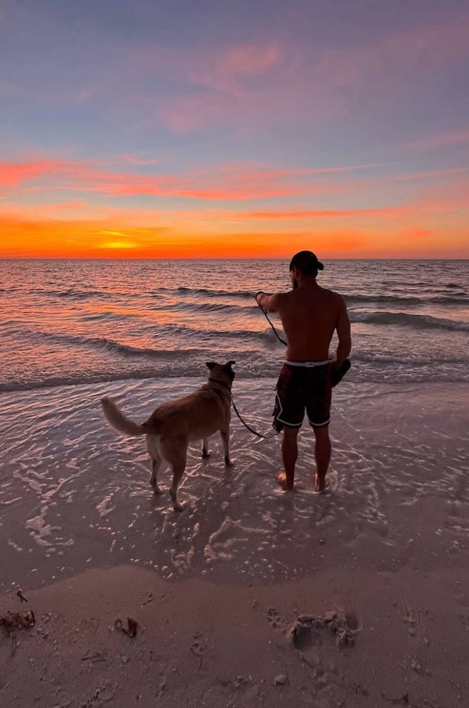 Ty Alexander Traufield with his dog Lola